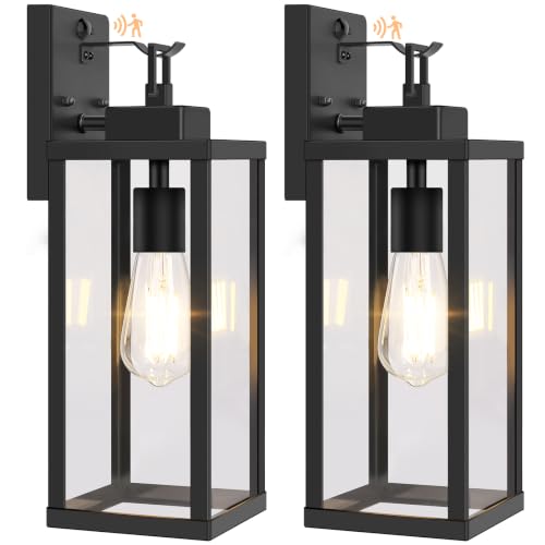 2 Pack 16” Upgraded Motion Sensor Outdoor Wall Lights (Black / 16in)