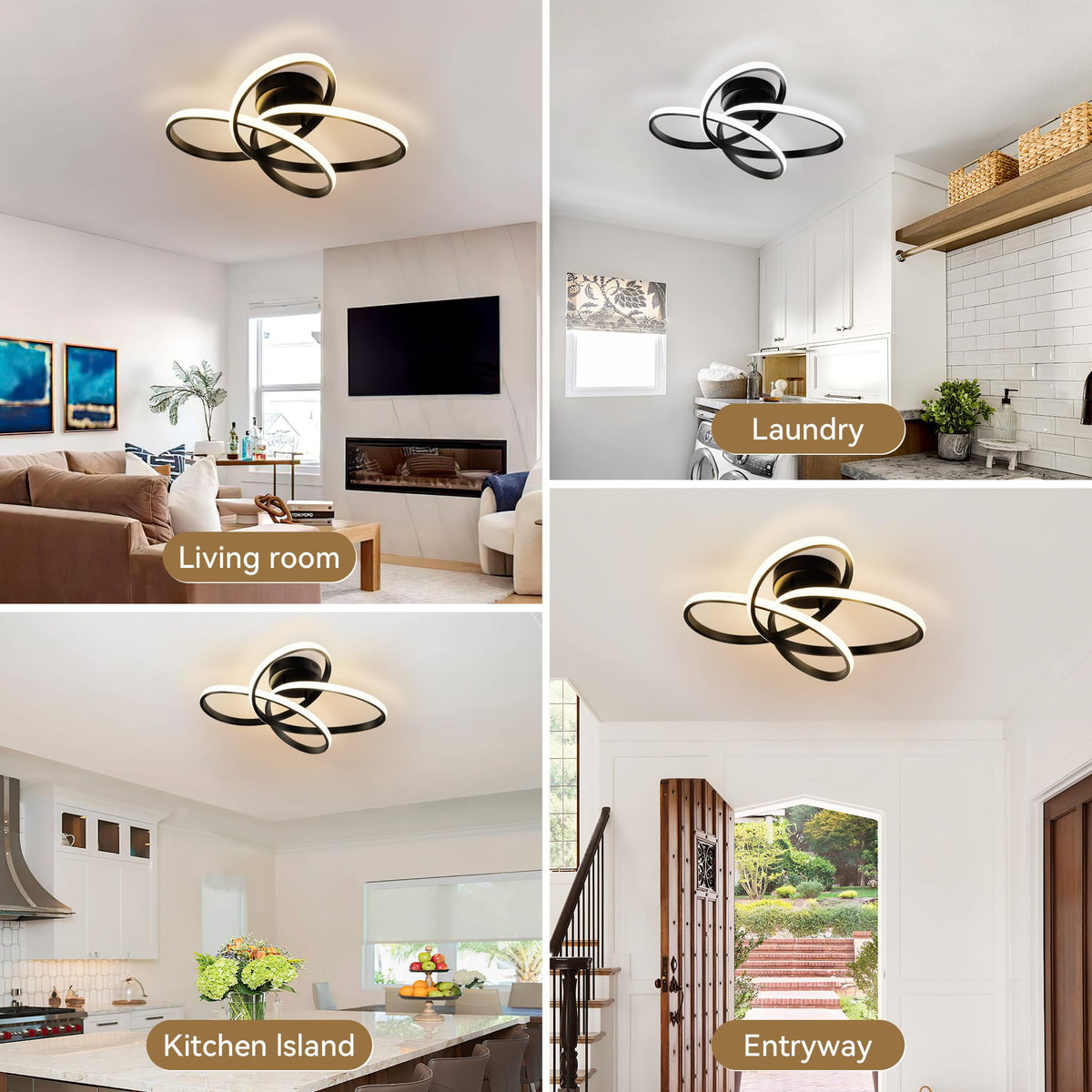 20" LED Chandelier (Black / 20in)