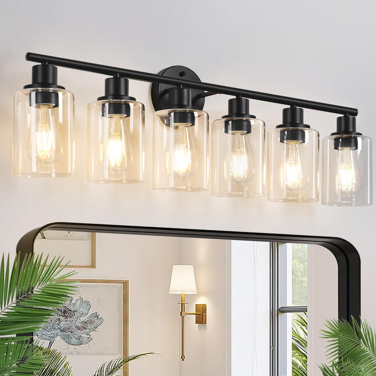 6 Light Bathroom Light Fixtures (Matte Black / 6-light)