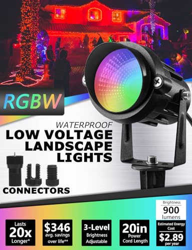 RGBW Color Changing Landscape Lights Low Voltage 8Pcs with Connector (8 Pack)