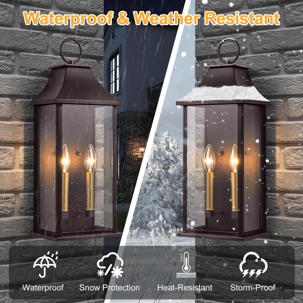 Oil Rubbed Bronze 20.6" Outdoor Wall Light (Bronze(with Gold Base) / 20.6 inch)