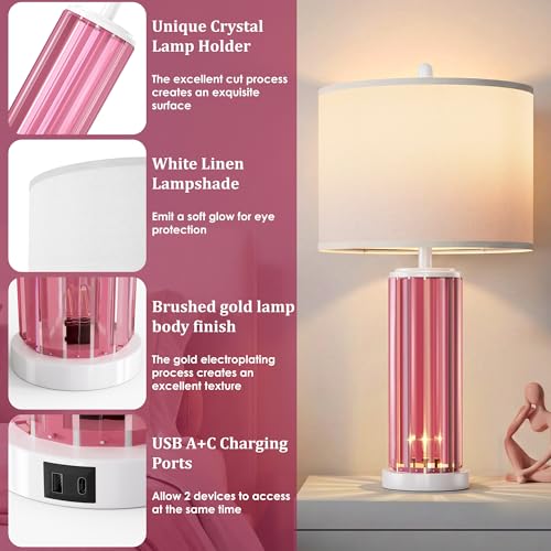 Table Lamp for Living Room with USB Ports