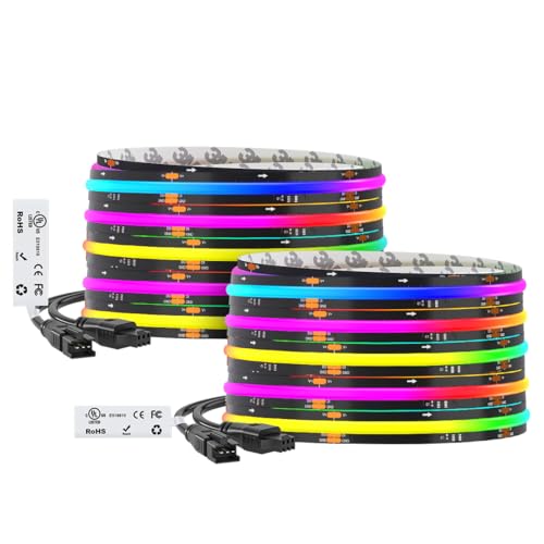 32.8FT WS2811 Smart IC RGB DC12V FCOB COB LED Strip Light (Black PCB / 32.8FT)