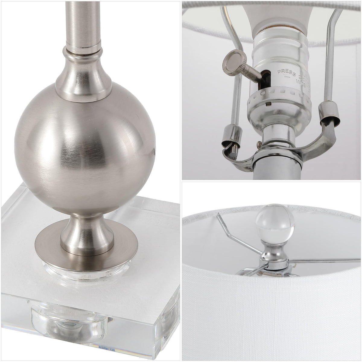 Hollis 34.8" Crystal Candlestick Table Lamps (Nickel/Clear)