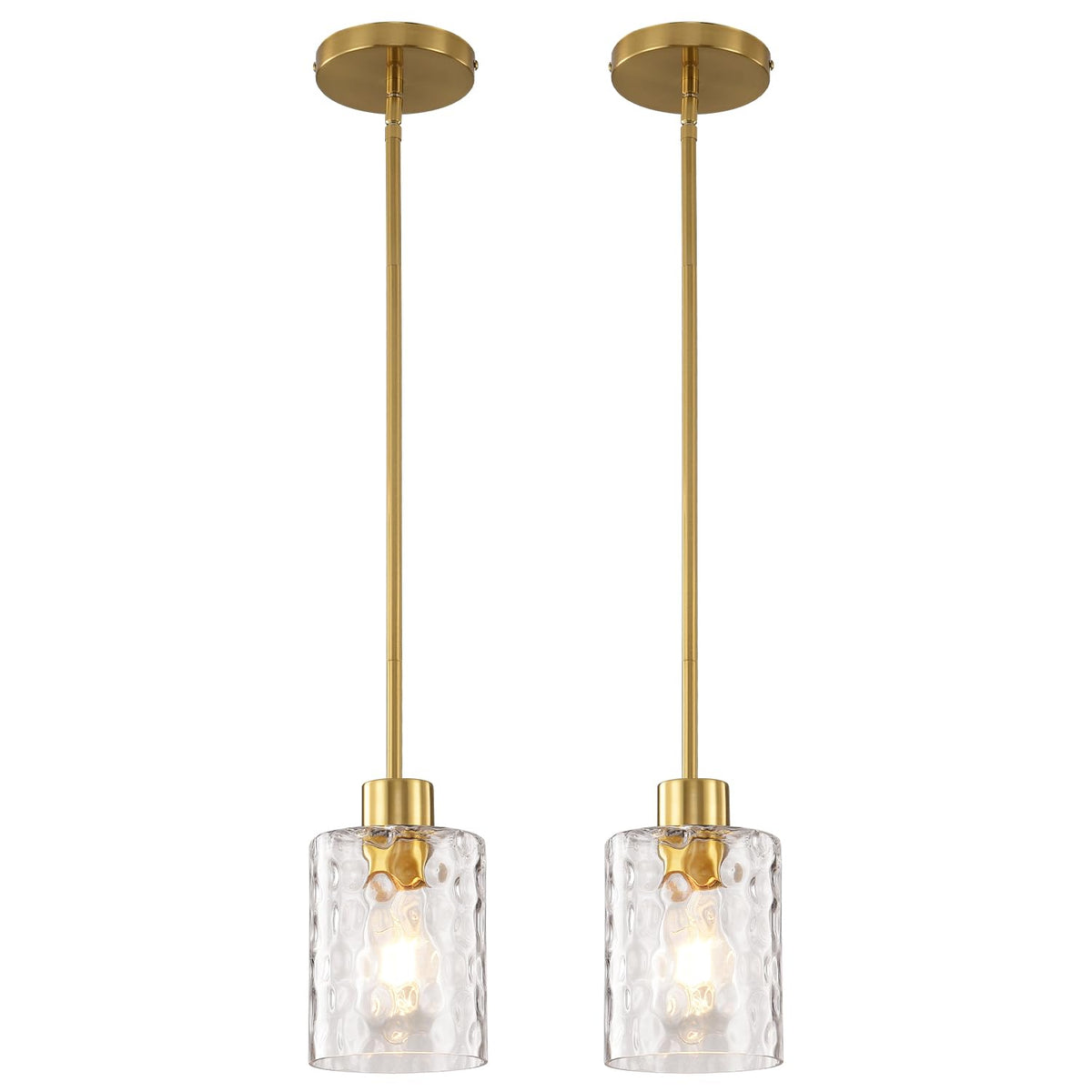 2 Pack Brass Gold Modern Pendant Light (2 pack gold water glass)