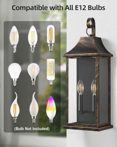 22" Large Outdoor Wall Lights Modern Wall Lantern (Black Brushed Gold / 22 Inch)