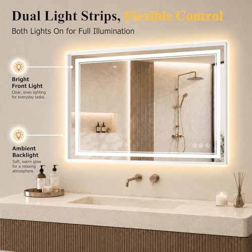 30"x40" LED Bathroom Mirror with Lights (White / 40"L x 30"W)