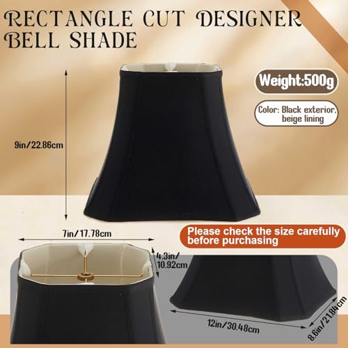 Set of 2 Bell Lamp Shade 7.5" Top x 12" Bottom x 10.25" High (7.5" Top x 12" Bottom x 10.25" High / Black)