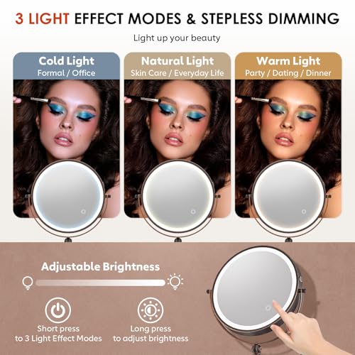 9" Wall Mounted Lighted Makeup Mirror (20x-antique Bronze)