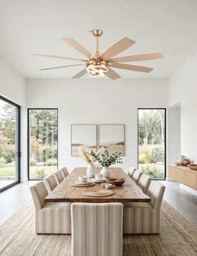 72" White and Gold Modern Ceiling Fans with Lights (White / 72 Inch)