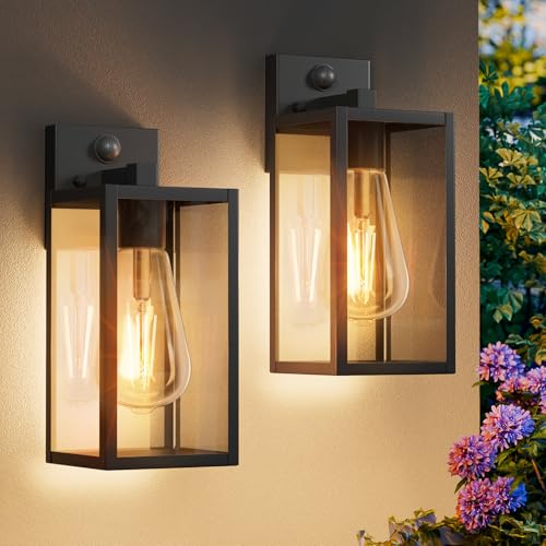2 Pack 13‘’ Motion Sensor Outdoor Wall Light Fixture (13.3'' / Black)