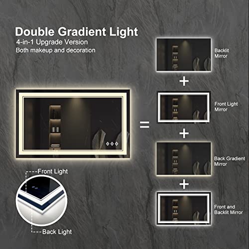 Lighted Vanity Mirror (Front and Backlit / 40"L x 24"W)