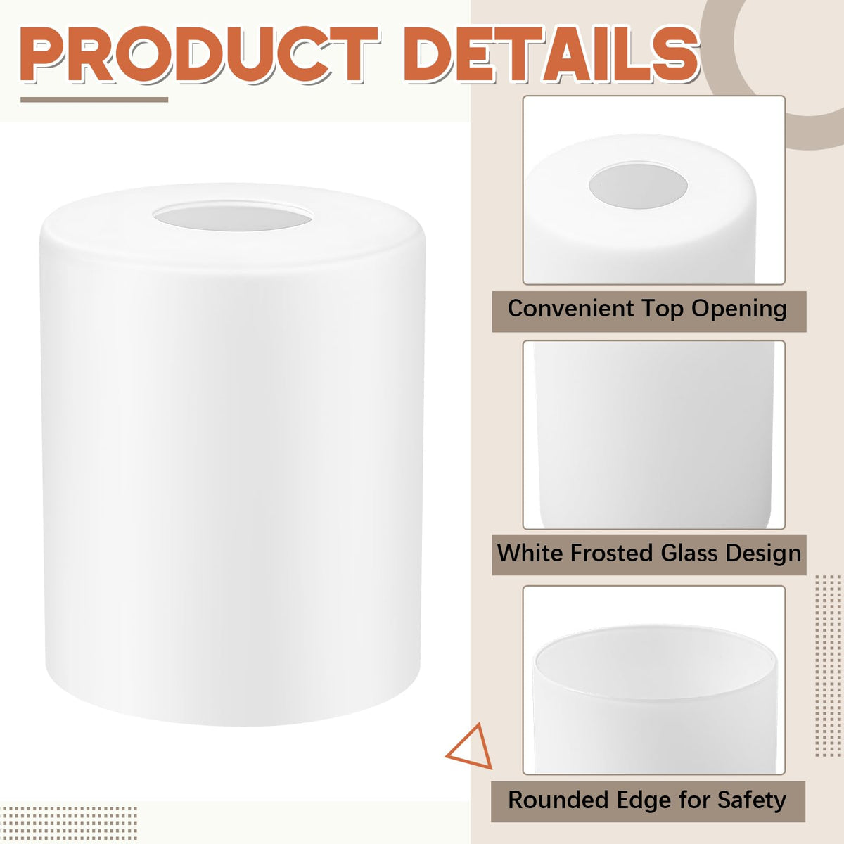 3 Pack Frosted White Glass Lamp Shade 1 (Cream White / Frosted)