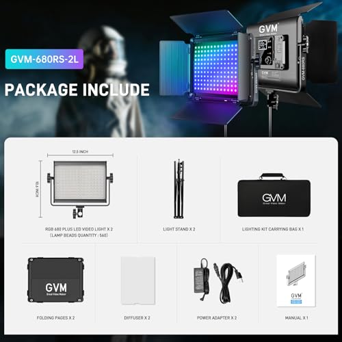 GVM RGB LED Video Light with Lighting Kits