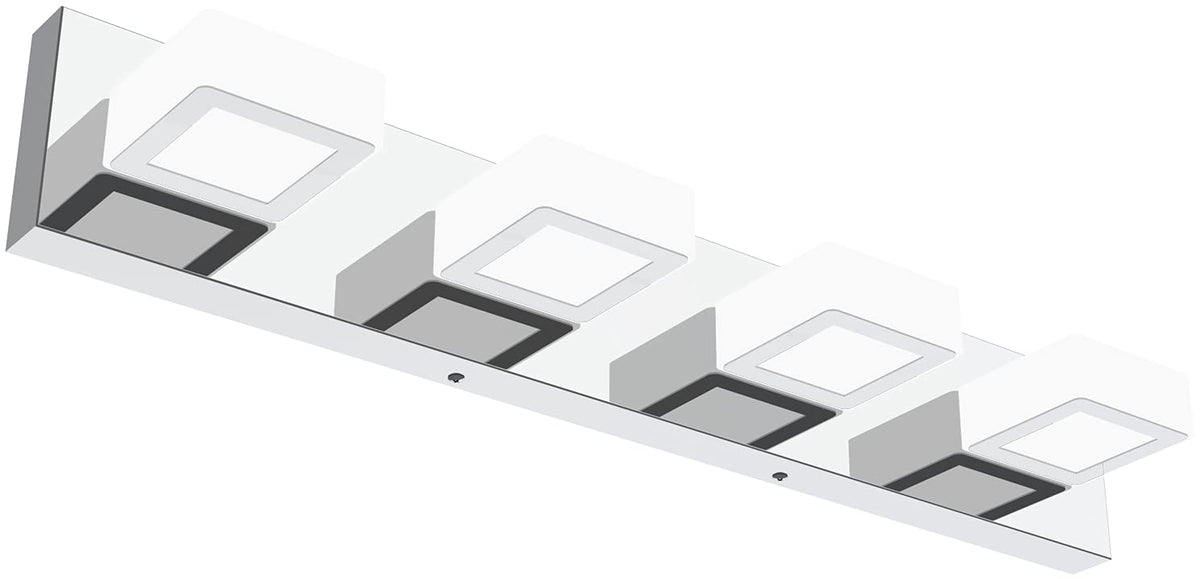 Dimmable Bathroom Lights Modern 4 Lights Vanity Lights Fixtures Acrylic Rotable 360° LED Modern Vanity Lighting for Bathroom (Chrome-Dimmable / 26 inch)