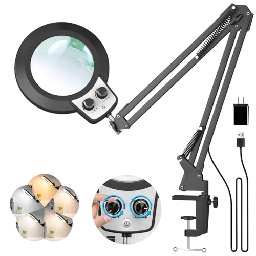 12X Magnifying Glass with Light and Stand (12X 22 INCH Clamp)