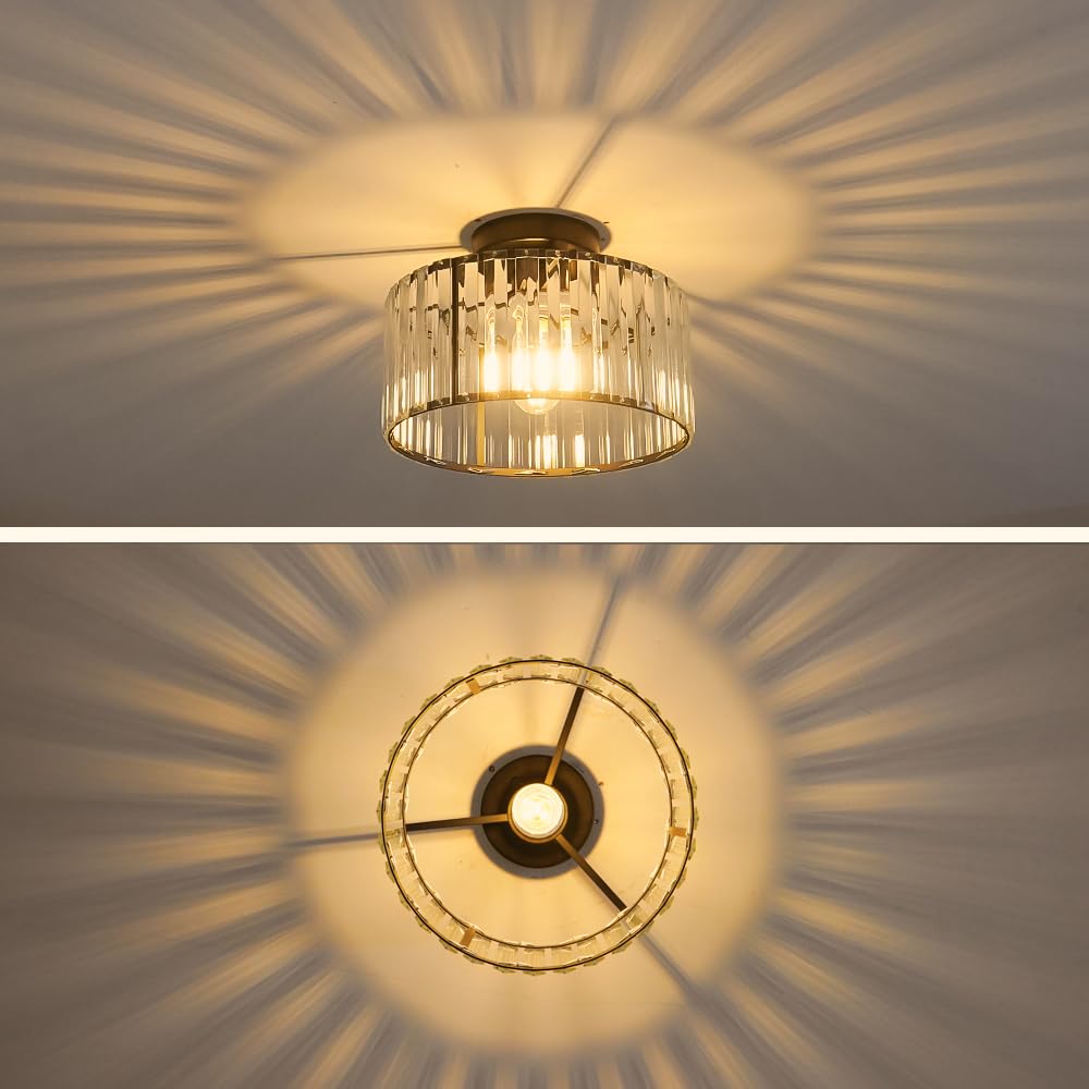 Crystal Ceiling Light Fixture (11in - 1 light / Black)