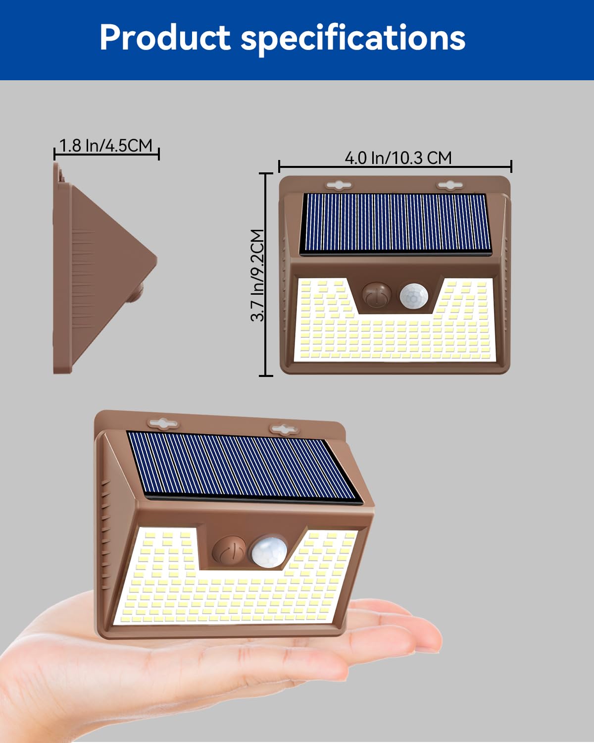 Solar Lights Outdoor Motion Sensor Waterproof (1 Pack / Brown Frame-Warm)
