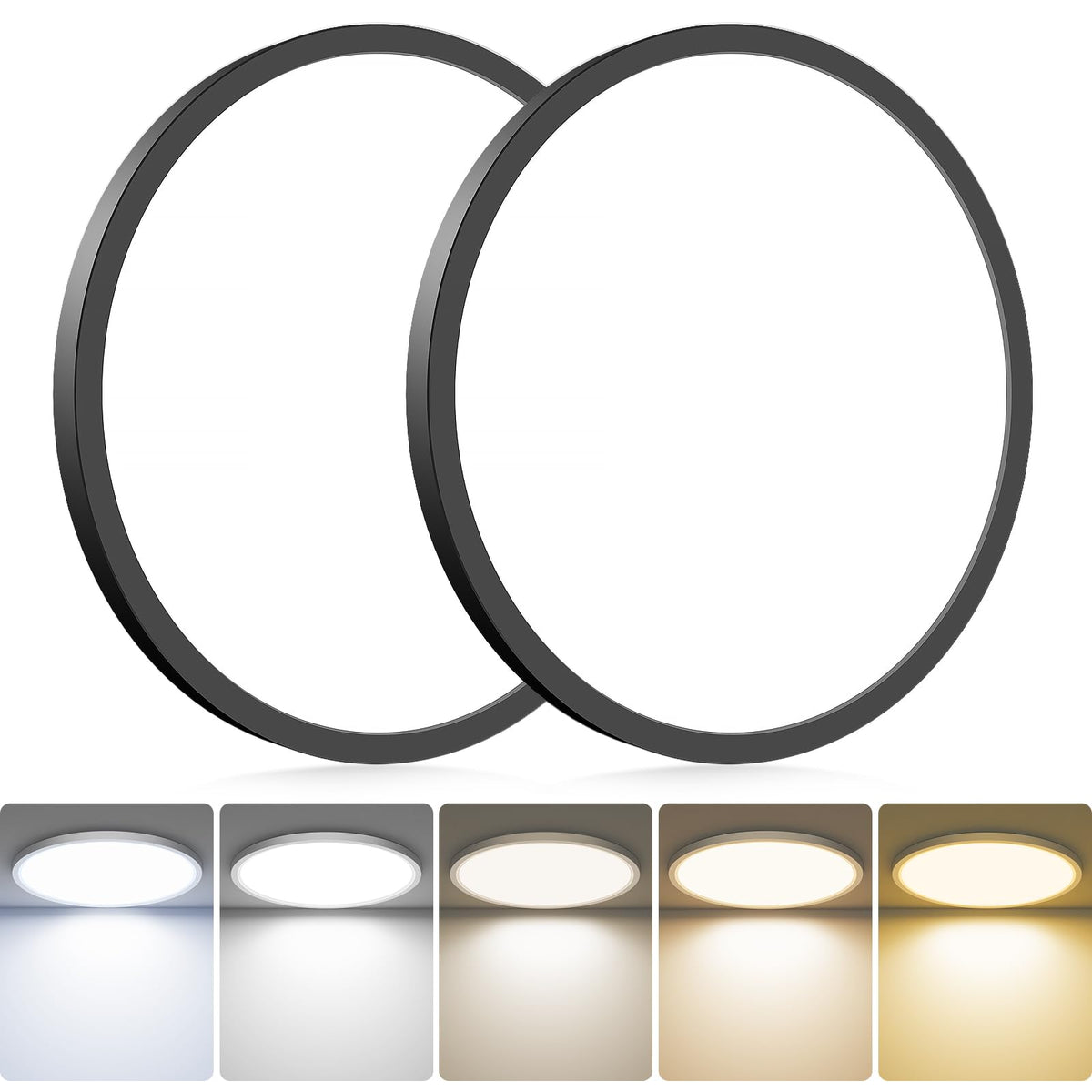 2Pack LED Flush Mount Ceiling Light Fixture (Black / 13Inch-2pack)