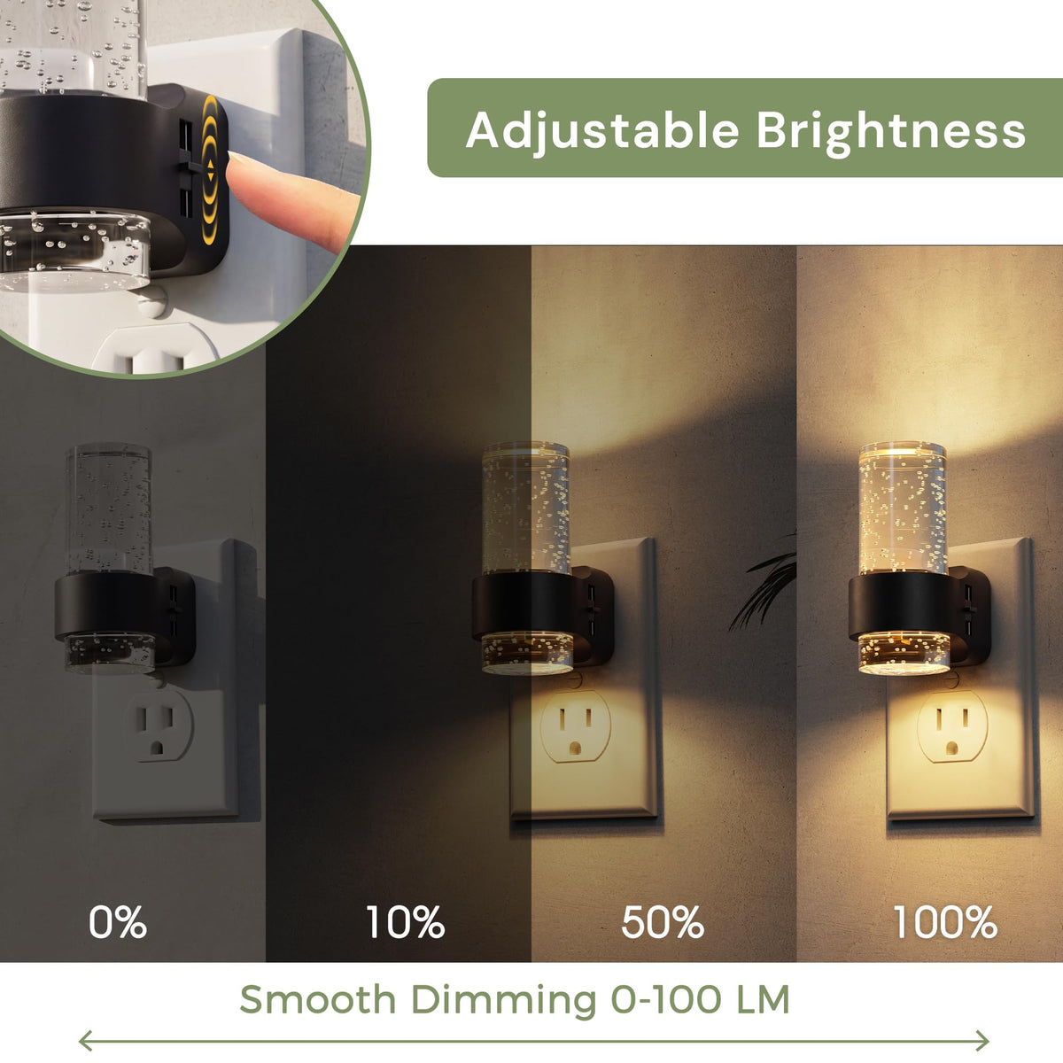 Night Lights Plug into Wall (Black Ring-3CCT-Mini / 4 Pack)