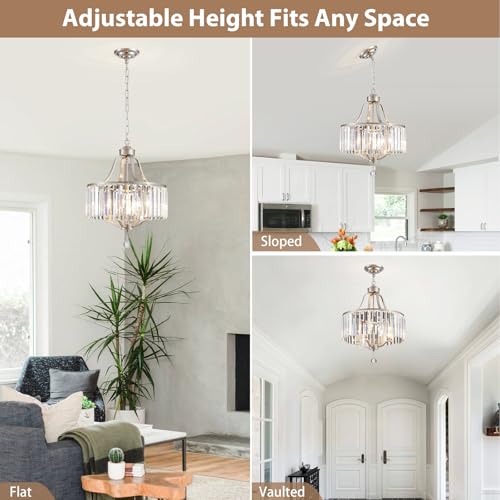 Modern Crystal Chandeliers Round 4 (169-Brushed Nickel)