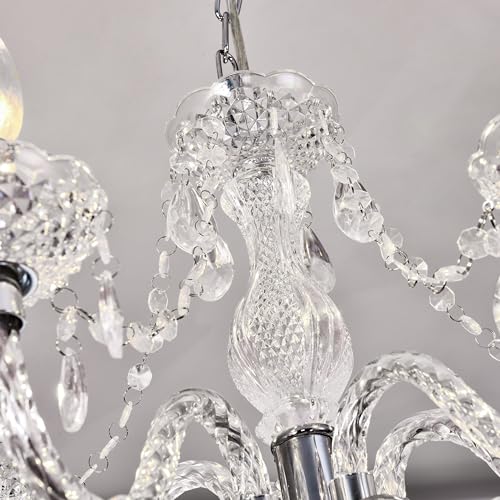 2PCS Plug in 5 Light Crystal Hanging Pendant Lights Acrylic Chandelier (Clear-L-5-2pcs)