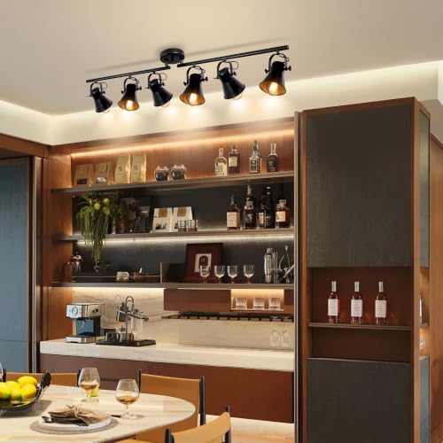57" Black Track Lighting Fixtures Ceiling 6 Light Rustic Track Light (57.5 inch-6 light)