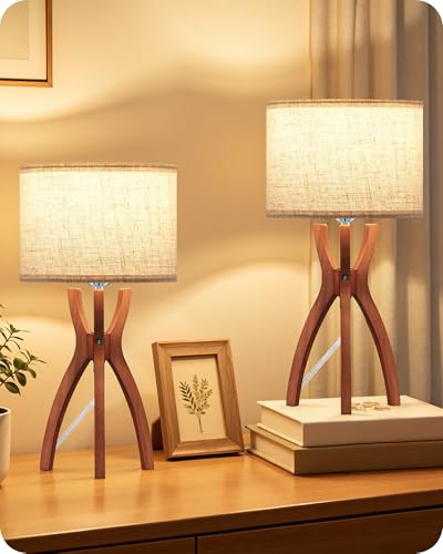 Table Lamps Set of 2 (Beige + Yellowish Brown)