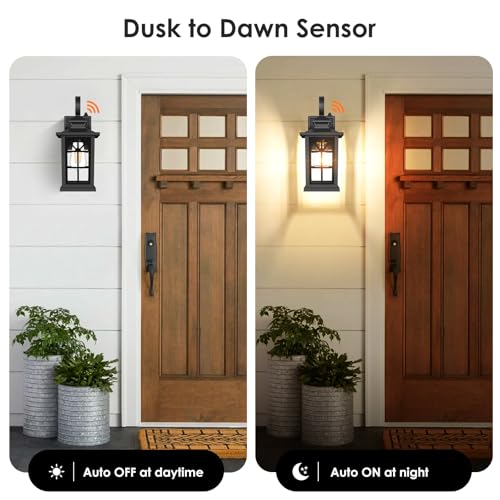 2 Pack Dusk to Dawn Outdoor Wall Light Fixtures (13.6" (2-Pack）)