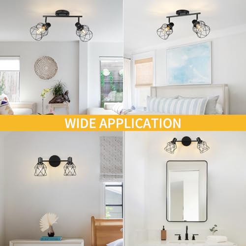 Industrial Track Lighting Fixtures Ceiling (Black / 2-Light-Cage)