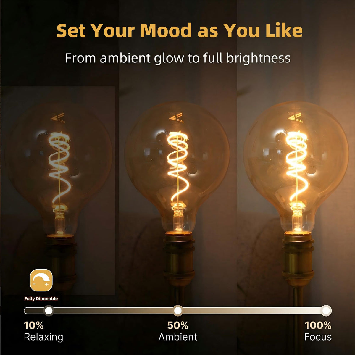 G125 G40 Oversized Edison Bulbs 6W LED 2200K Amber Globe Dimmable (Dimmable 2200k 6w=60w Warm Light / 1 Count (Pack of 1))