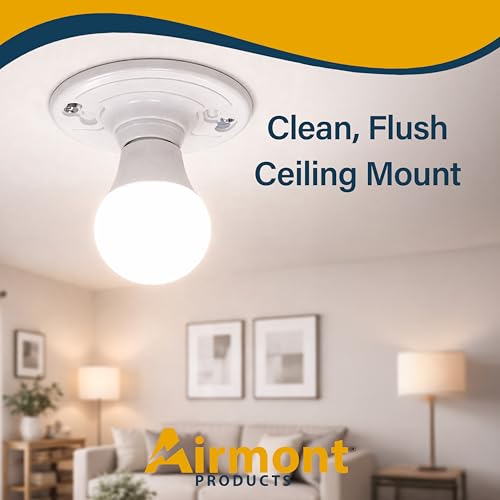4 Pack) Keyless Plastic Lamp Holder - One-Piece Medium Base, E26 Socket Outlet Box Mount, 660W, Porcelain Socket Holder for Ceiling Lighting, LED and Incandescent Light Bulbs, Keyless Light Base (Plastic Keyless)