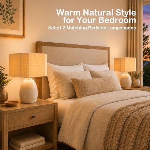 Natural Bamboo Square Lamp Shades Set of 2 (Natural Bamboo - Square)
