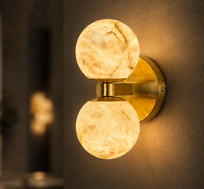 Alabaster Ball Wall Sconce (1PC-GBall)