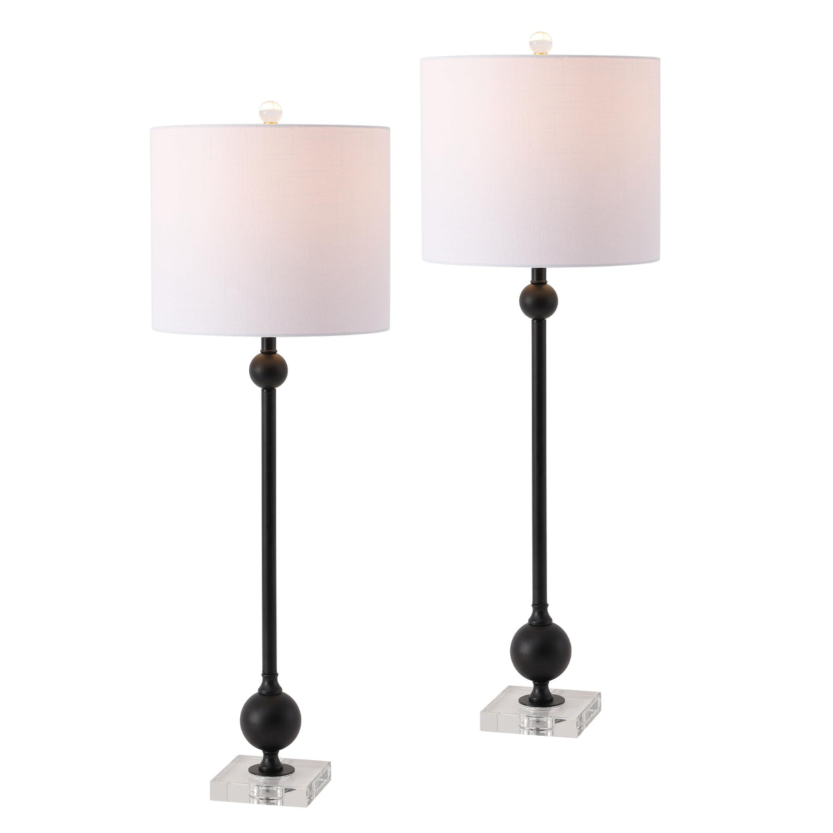 Hollis 34.8" Crystal Candlestick Table Lamps (Black/Clear)