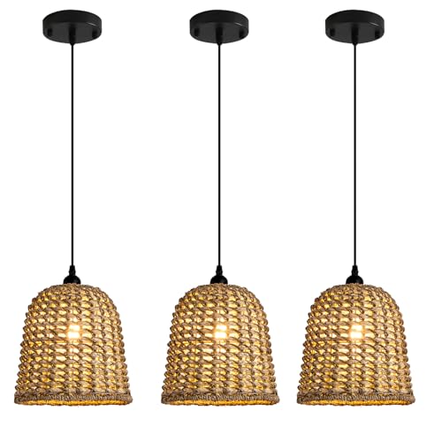 Round Rattan Pendant Light Fixtures