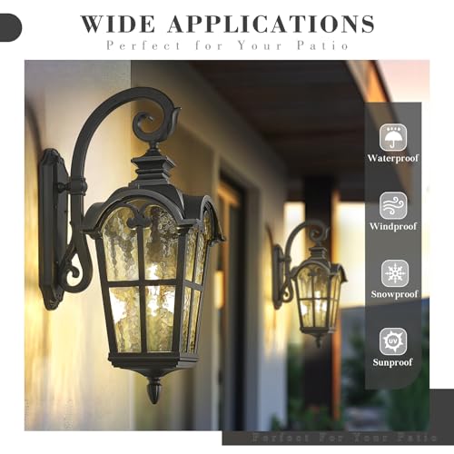 28.7 Inch Farmhouse Wall Light (Black - Water Glass / 28.7 Inch - No Function)