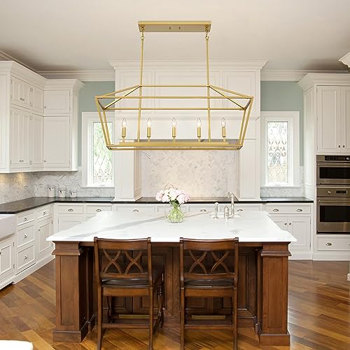 40in Gold Linear Cage Chandelier (Gold)