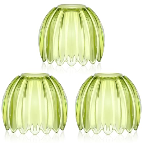 3 Pcs Glass Tulip Lamp Shade (Green)