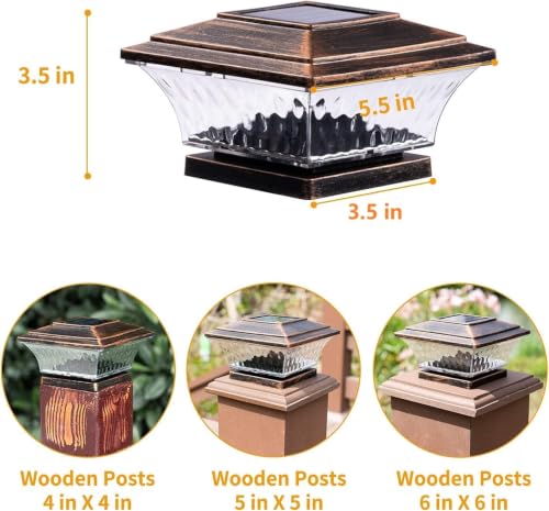 Solar Post Cap Lights Outdoor LED Lighting Deck Fence Cap Light Two Light Modes Warm White
