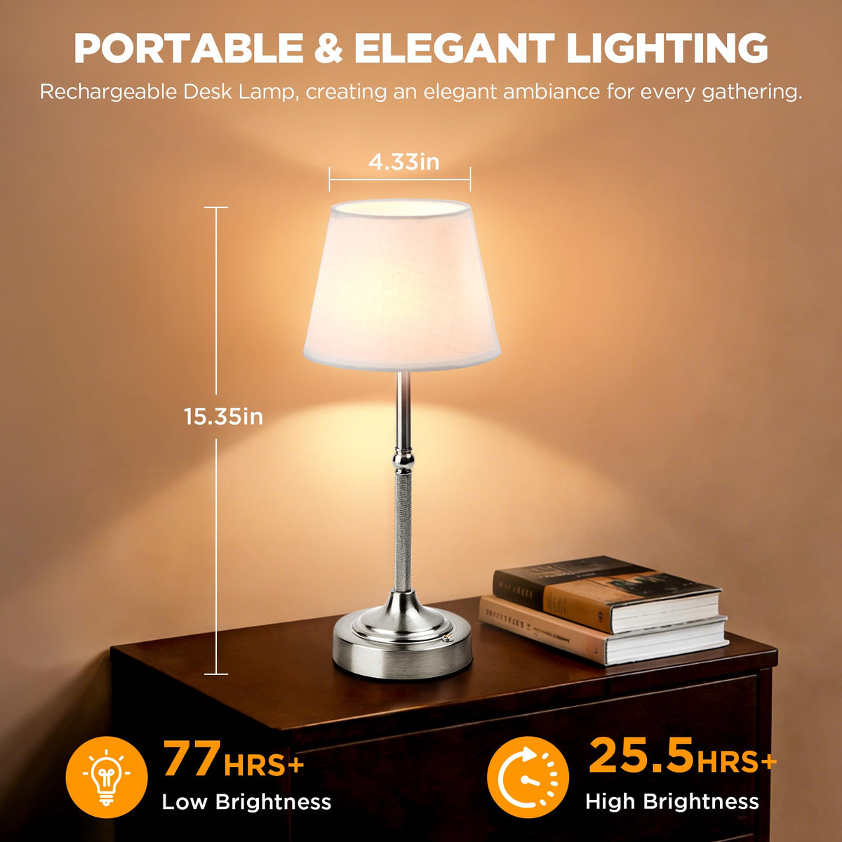2 Pack Cordless Table Lamp (Silver / 2 Pack)