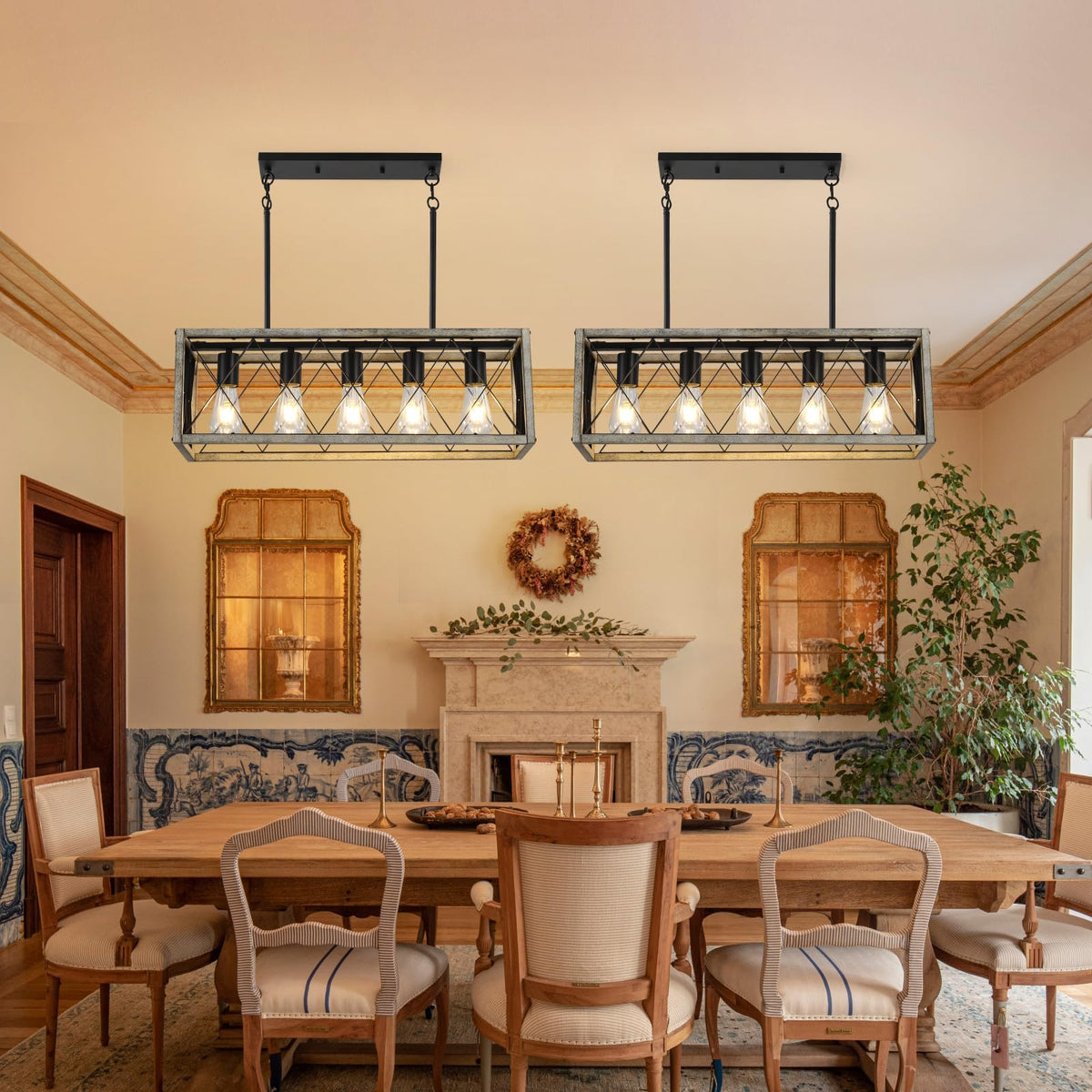 5 Light Farmhouse Kitchen Light (Gray Wood Grain / 5-Light)