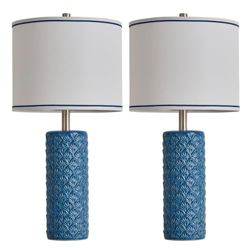 27" Farmhouse Bedside Table Lamp Set of 2 (Bule / 27")