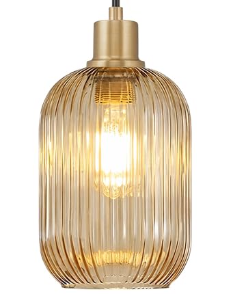 Striped Cylinder Glass Pendant Light