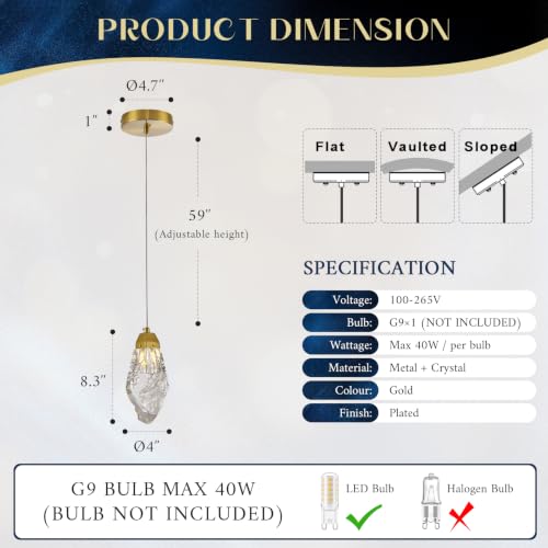 Gold Crystal Pendant Light (Prism Gold)