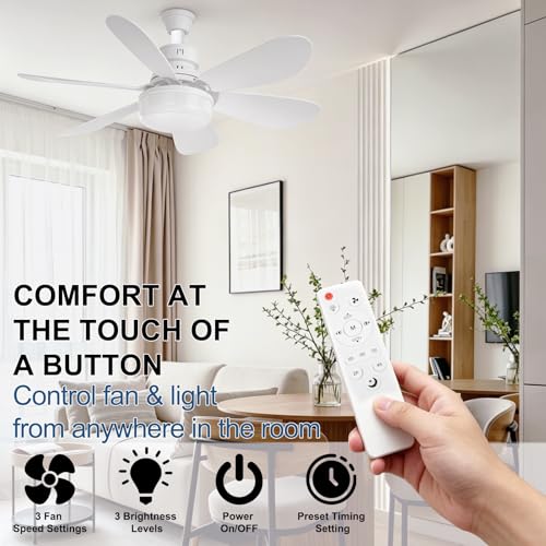 Screw in Ceiling Fan with Light (White-3)