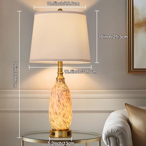 26" Modern Art Glass Table & Bedside Lamp (Dense blue and white / Large)
