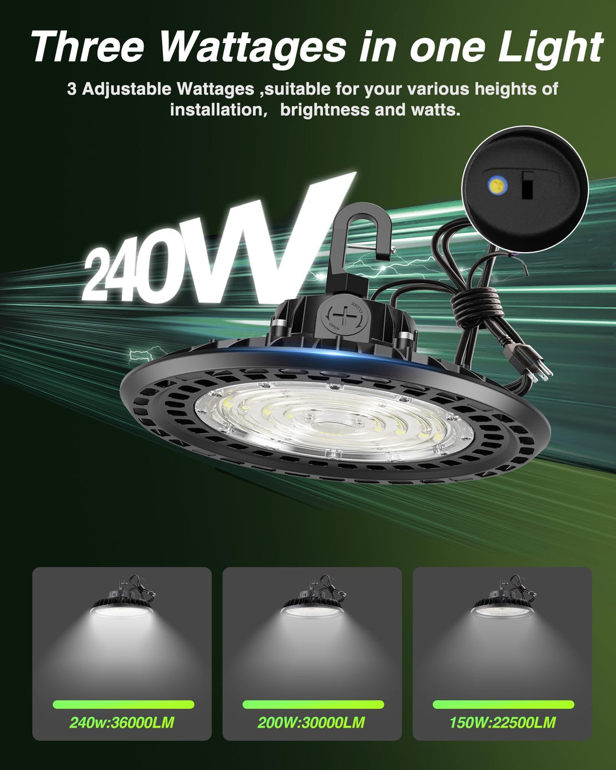 Super Bright 240W UFO High Bay LED Shop Lights (240-12PACK)