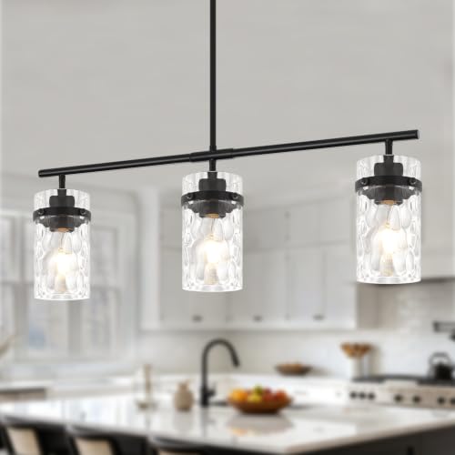29.52" Modern Kitchen Island Lights Linear Chandelier for Dining Room (3-Light Black)