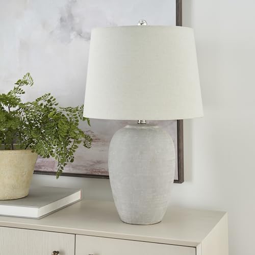 Home 23" Rustic Brown with Gray Undertones Ceramic Pot Table Lamp for Bedroom